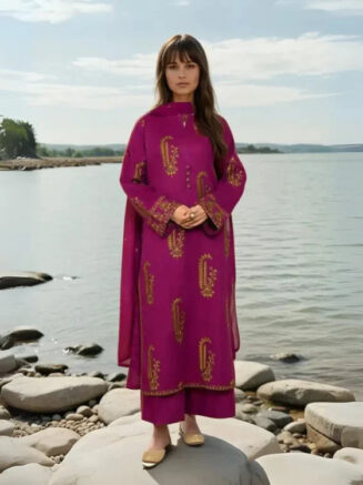 Plum Embroidered Cotton 2-Piece Suit – Stitched