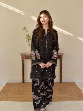 Black Embroidered 2-Piece Suit with Zari Work