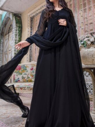 Jet Black Winter 2-Piece Frock Suit – Elegant & Chic